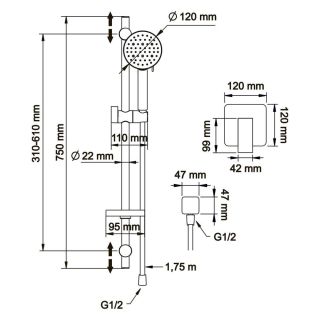 Душевой комплект Swedbe Platta 5552B чёрный